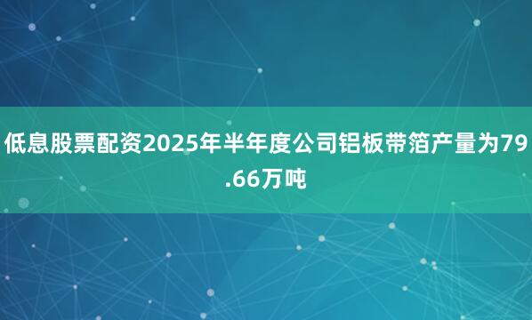 低息股票配资2025年半年度公司铝板带箔产量为79.66万吨
